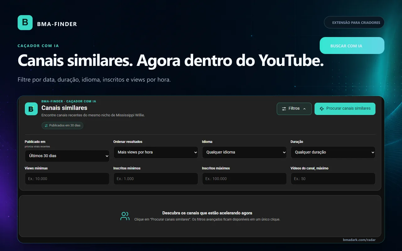 BMA-FINDER procurando canais similares com IA